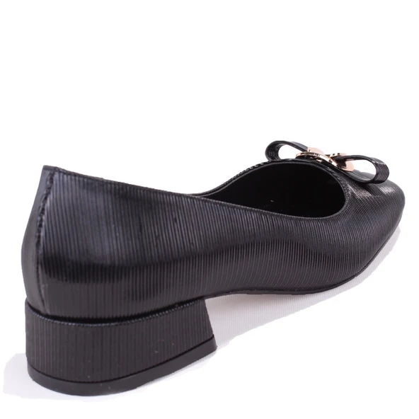 Dagoster DZA07-108526415 Siyah Rugan Klasik Topuklu Kadın Ayakkabı - Resim 4