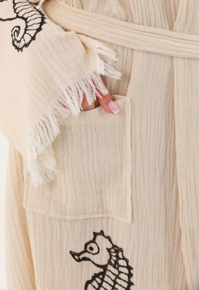 Black Seahorse Bamboo Bathrobe - 6