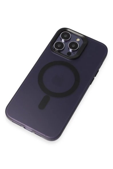 iPhone 15 Pro Kılıf Mateks Magsafe Kapak - Derin Mor - Resim 6