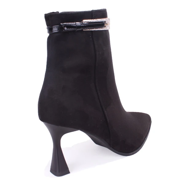 Dagoster DZA07-11332005 Siyah Süet Klasik Topuklu Kadın Bot - Resim 4