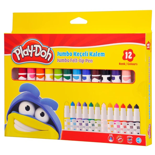 Play-Doh Keçeli Boya Kalemi Jumbo 12 Renk PLAY-KE010 ürün görseli