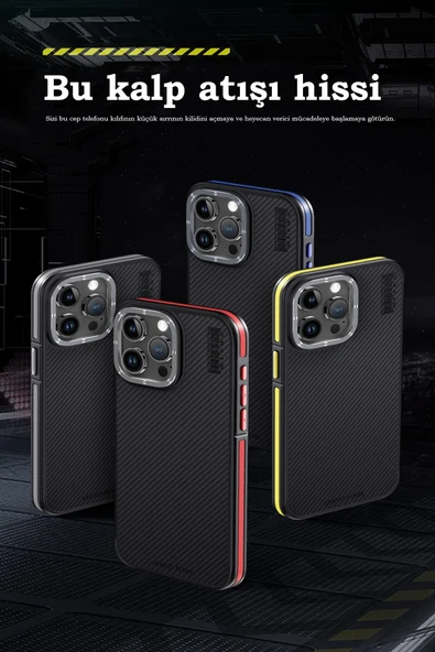 iPhone 15 Pro Max Kılıf Aramid 600D Kevlar Karbon Fiber Magsafe Kapak - Lacivert - Resim 9