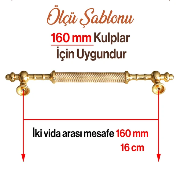 Metal Kulp 160 mm-16 cm Mobilya Mutfak Çekmece Dolabı Dolap Kapak Kulpları Kulbu Altın Gold - Resim 3