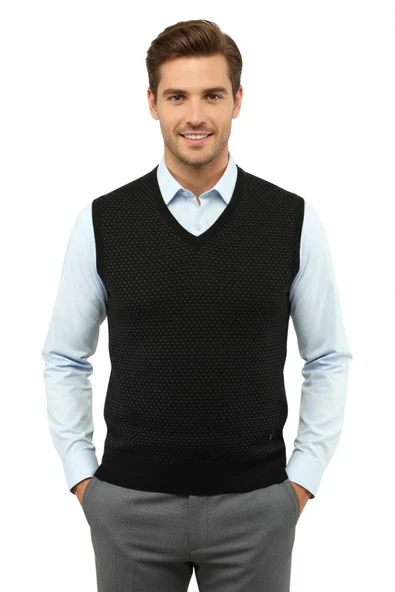 Erkek V Yaka Süveter Çelik Örgü Regular Kalıp 5201H BGL-ST04842 ürün görseli