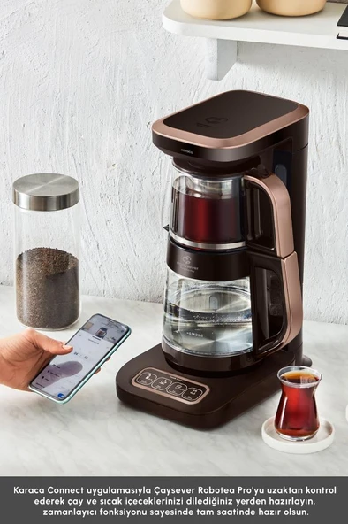 Çaysever Robotea Pro Connect 4 in 1 Konuşan Cam Çay Makinesi Walnut Brown Kahvarengi - 3