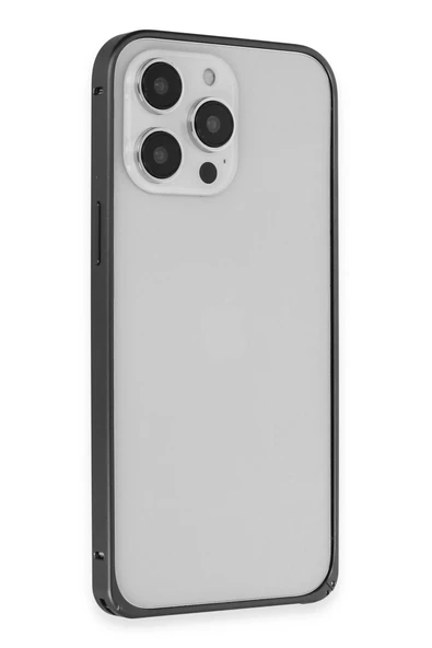 iPhone 15 Pro Max Kılıf Metal Bumper Magneticsafe Kapak - Siyah - Resim 9