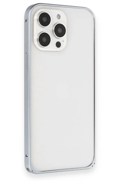 iPhone 15 Pro Max Kılıf Metal Bumper Magneticsafe Kapak - Gri - Resim 9