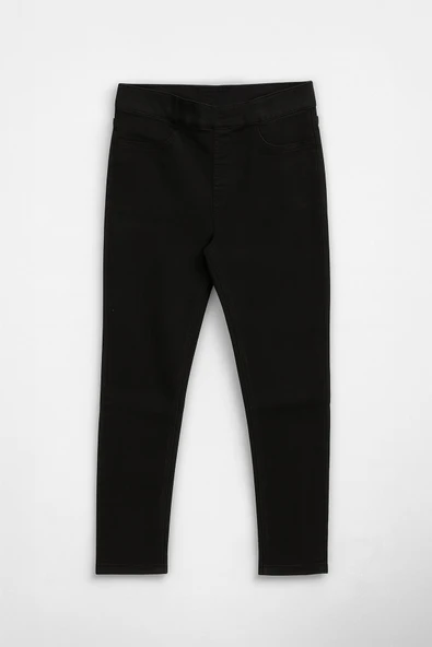 Kadın Beli Lastikli Siyah Tayt Jean Pantolon ürün görseli