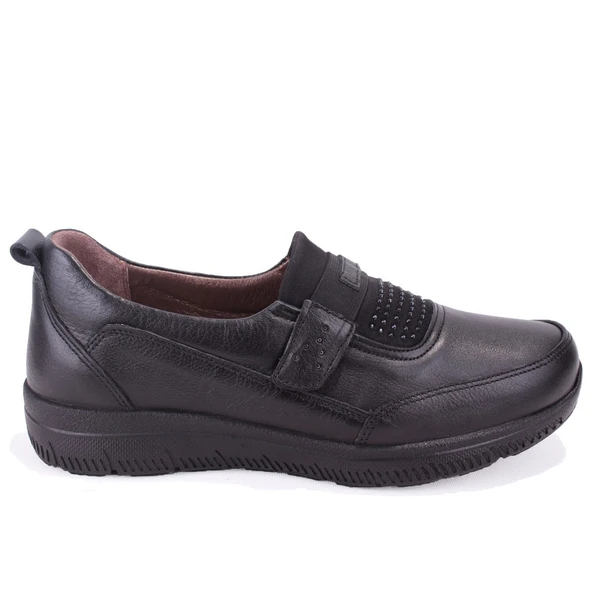 Dagoster DZA07-122042648 Siyah Ortopedik Günlük Deri Kadın Ayakkabı - Resim 2