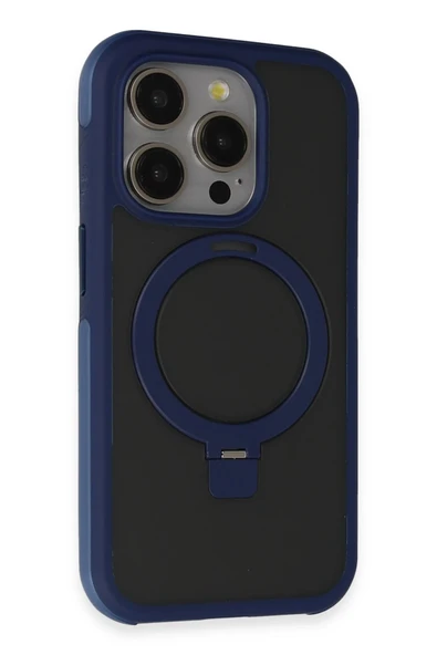 iPhone 15 Pro Zorda Airbag Magsafe Standlı Kapak - Lacivert ürün görseli 1