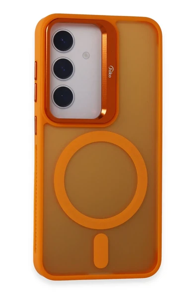 Samsung Galaxy S24 Flet Lens Magsafe Kapak - Turuncu ürün görseli 1