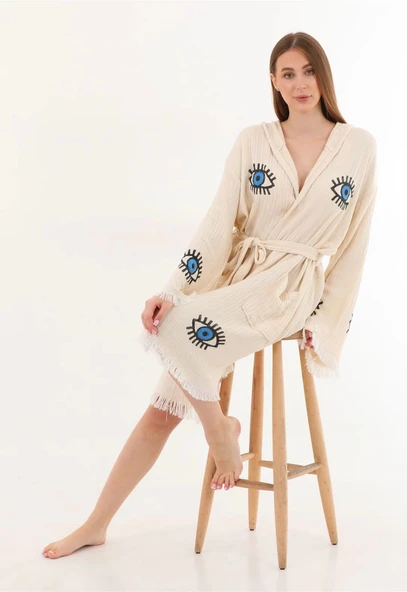 Eye Wooden Stamp Bathrobe - 5