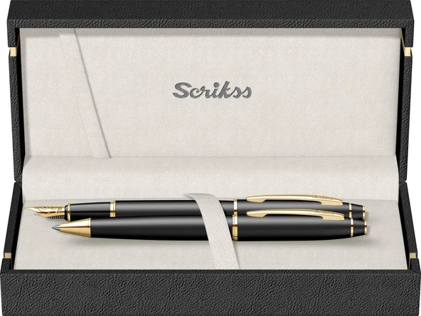 Scrikss Dolmakalem+Tükenmez  Siyah –Altın Kalem  35 - Resim 2