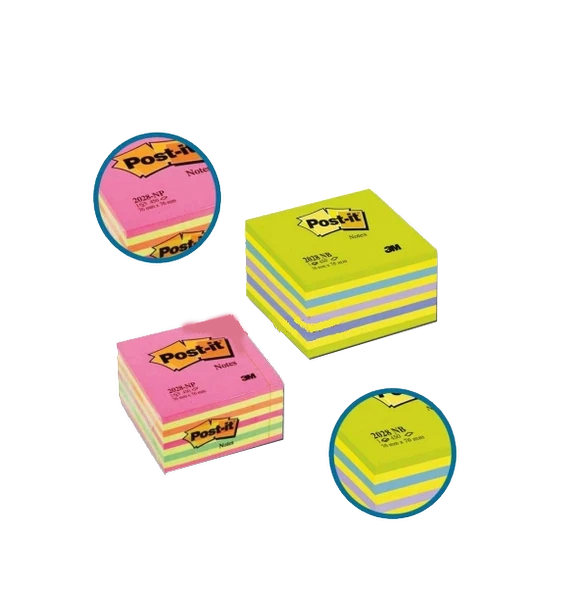 Post-it Yapışkanlı Not Kağıdı Küp Gökkuşağı 450 YP 76x76 Pembe Tonları 2028-NP ürün görseli