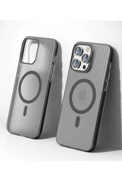 iPhone 15 Pro Max Line Magsafe Kapak - Siyah - Resim 2