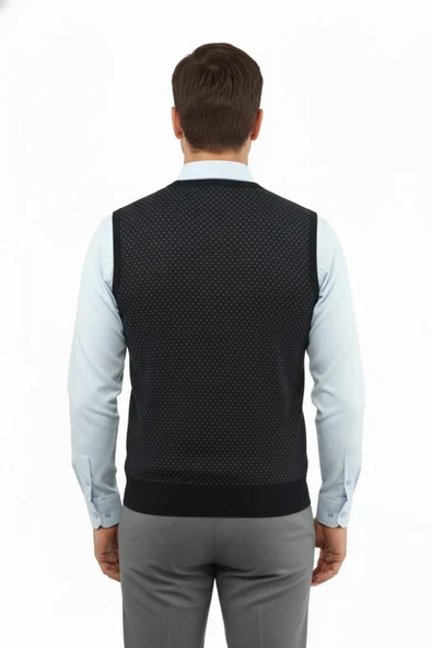 Erkek V Yaka Süveter Çelik Örgü Regular Kalıp 5201H BGL-ST04842 - Resim 11