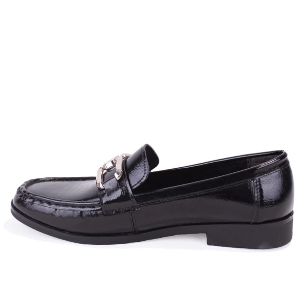 Dagoster DZA07-6826186 Siyah Rugan Günlük Loafer  Kadın Ayakkabı - Resim 3