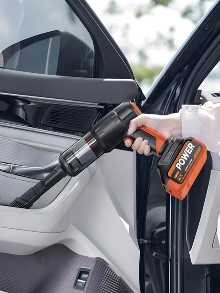 20000Pa Güçlü Emişli Çift Bataryalı Dijital Göstergeli Kablosuz Vakumlu Üflemeli Araç Süpürgesi - Resim 5