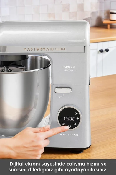 Mastermaid Chef Ultra D2000W Dijital Ekranlı Hamur Yoğurma Makinesi Silver 7L - 8