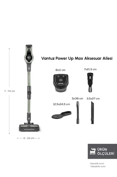 Vantuz Power Up Max Dik Süpürge Sage Green 350 W - 2