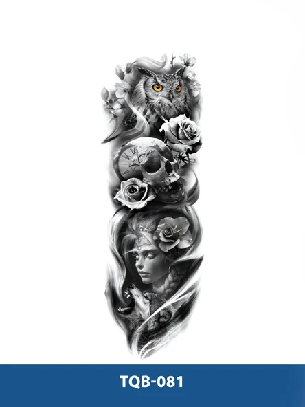 TQB-081 BAYKUŞ KURT VE KADIN DESEN GEÇİCİ KOL DÖVMESİ-TATTO ürün görseli