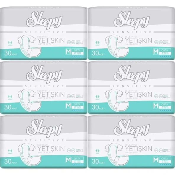 Sleepy Yetişkin Hasta Bezi Bel Bantlı M - Orta - Medium 180 Adet (6PK*30) ürün görseli