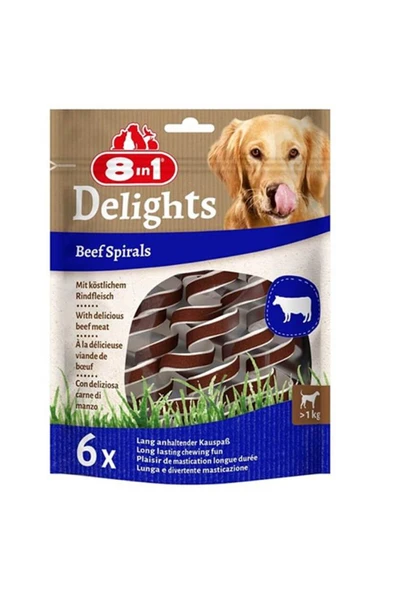 8in1 Smart Delights Chicken Spirals Biftekli Burgu Köpek Ödülü 6 Lı ürün görseli 1