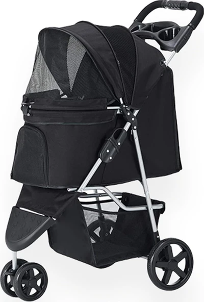 Zampa TriBoro Köpek Gezdirme Arabası 45 x 80 x 90 CM Siyah ürün görseli