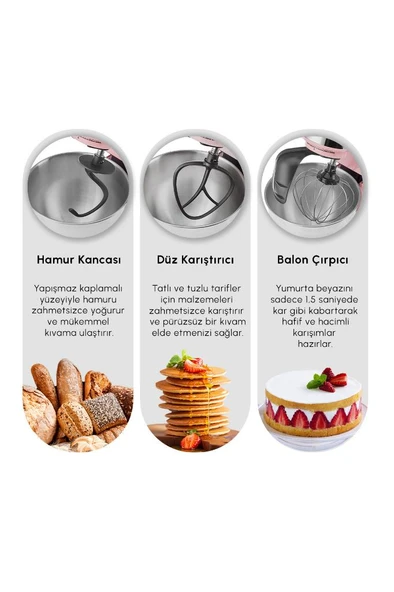 Mastermaid Chef Ultra D2000W Dijital Ekranlı Hamur Yoğurma Makinesi Silver 7L - 6