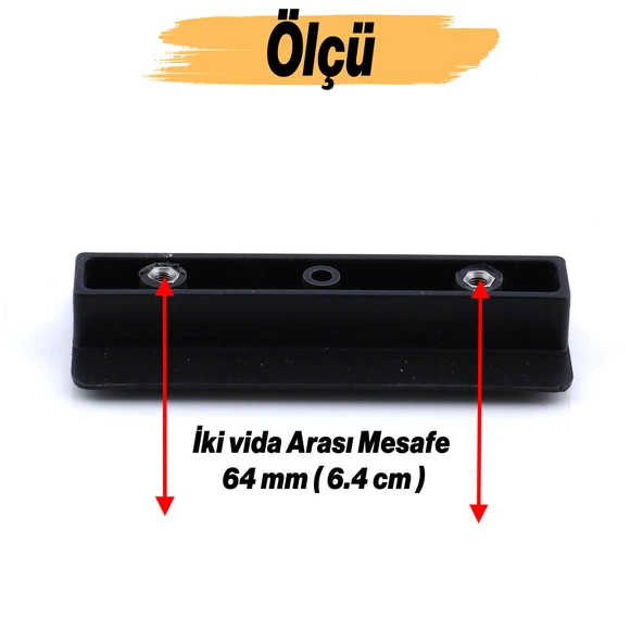 Plastik Kulp 64 mm Mutfak Mobilya Çekmece Mutfak Dolap Dolabı Kulpları Kapak Kulbu 6.4 cm Siyah - Resim 2