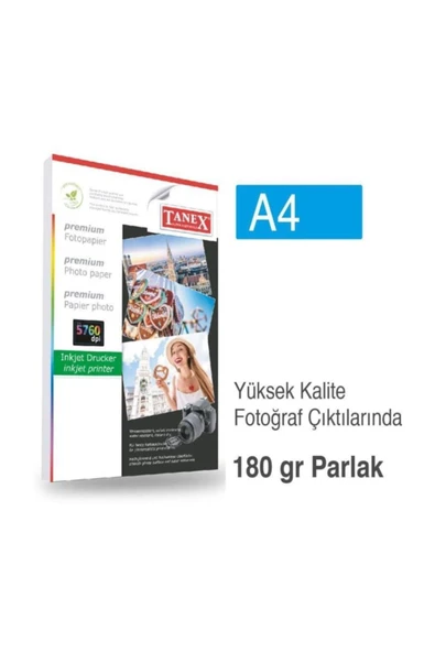 Tanex Fotoğraf Kağıdı A4 180 Gr 210 Mm X 297 Mm 25 Sayfa ürün görseli