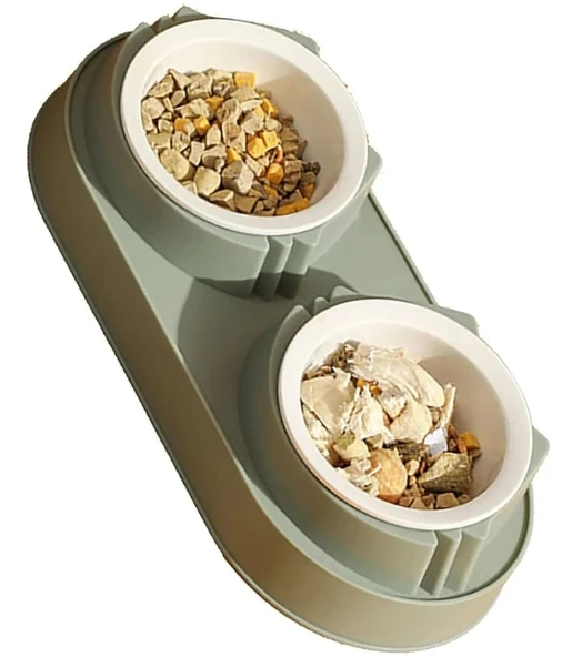 Mikopet Çift Bölmeli Mama ve Su Kabı - Resim 3