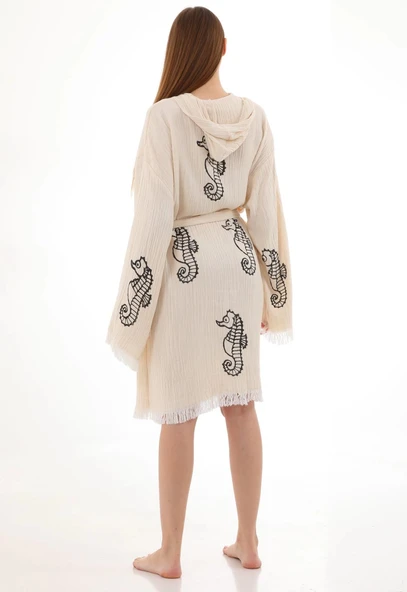 Black Seahorse Bamboo Bathrobe - 2