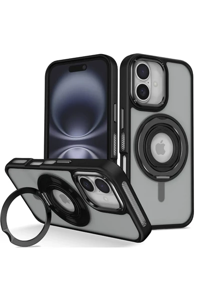 iPhone 16 Banza Magsafe Standlı Kapak - Siyah ürün görseli 1