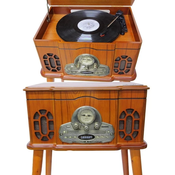 Pikap Ahşap Standlı Plakçalar Radyo Bluetooth Usb CW005 - Resim 4