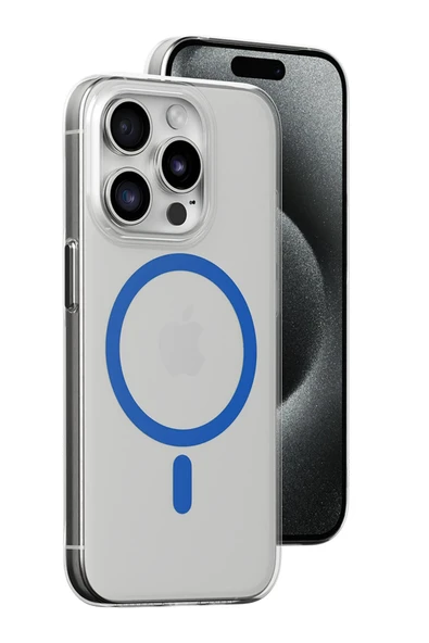 iPhone 15 Pro Kılıf Bubble Magsafe Kapak - Mavi - Resim 4
