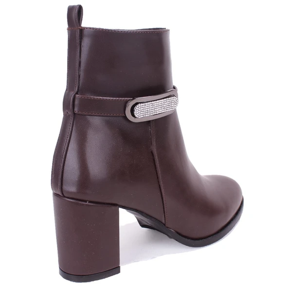 Dagoster DZA07-7251759 Kahve Klasik Topuklu Kadın Bot - Resim 4
