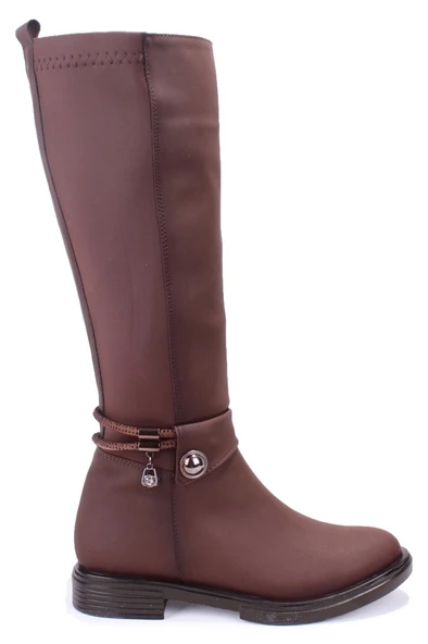 Dagoster DZA07-43621911 Kahve Günlük Streçli Düz Topuk Kadın Çizme - Resim 2