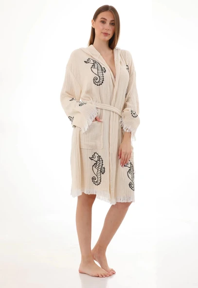 Black Seahorse Bamboo Bathrobe