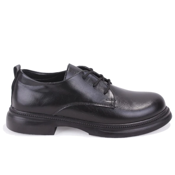 Dagoster DZA07-8892680 Siyah Günlük Bağcıklı Loafer Kadın Ayakkabı - Resim 2