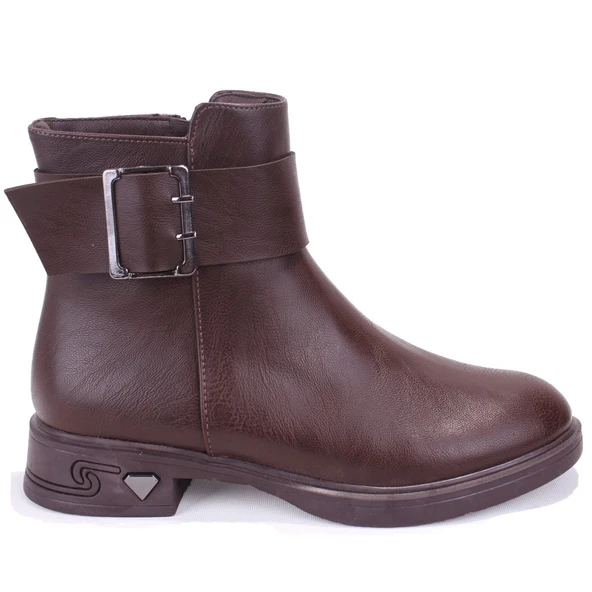 Dagoster DZA07-1004V042 Kahve Günlük Fermuarlı Düz Topuk Kadın Bot - Resim 2