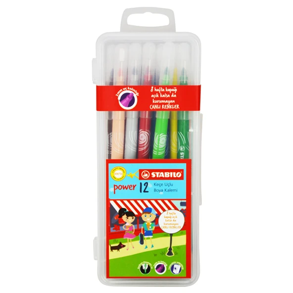 Stabilo Keçeli Boya Kalemi Power Kutulu Paket 12 Renk 280/12-2 ürün görseli