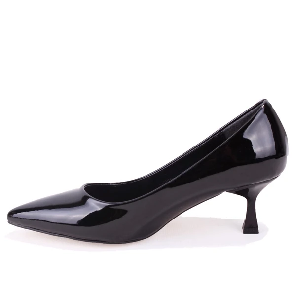 Dagoster DZA07-388499 Siyah Rugan Stiletto Topuklu Kadın Ayakkabı - Resim 3