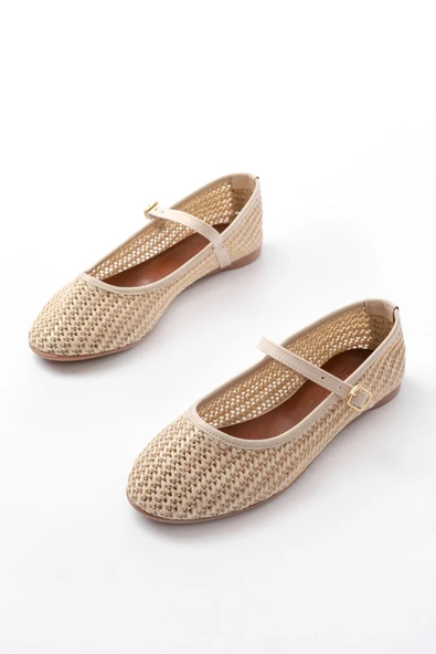 7432 Bej Fileli Toka Detaylı Günlük Kadın Babet - 3