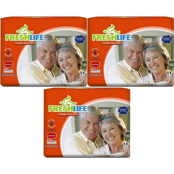 FreshLife Yetişkin Hasta Bezi Bel Bantlı L - Large - Büyük 90 Adet (3PK*30) ürün görseli 1