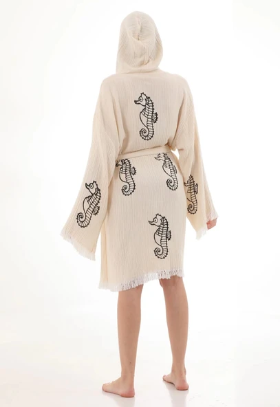 Black Seahorse Bamboo Bathrobe - 4