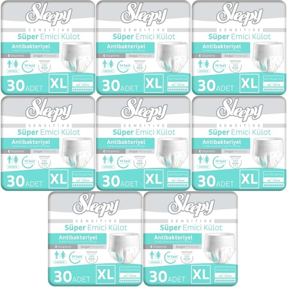 Sleepy Hasta Bezi Yetişkin Emici Külot XL - Ekstra Büyük - Extra Large 240 Adet (8PK*30) ürün görseli