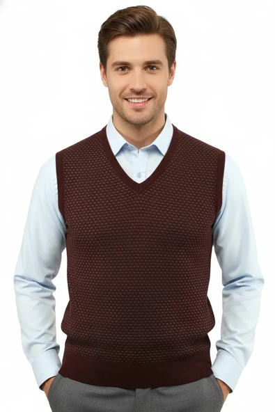 Erkek V Yaka Süveter Çelik Örgü Regular Kalıp 5201H BGL-ST04842 - Resim 4