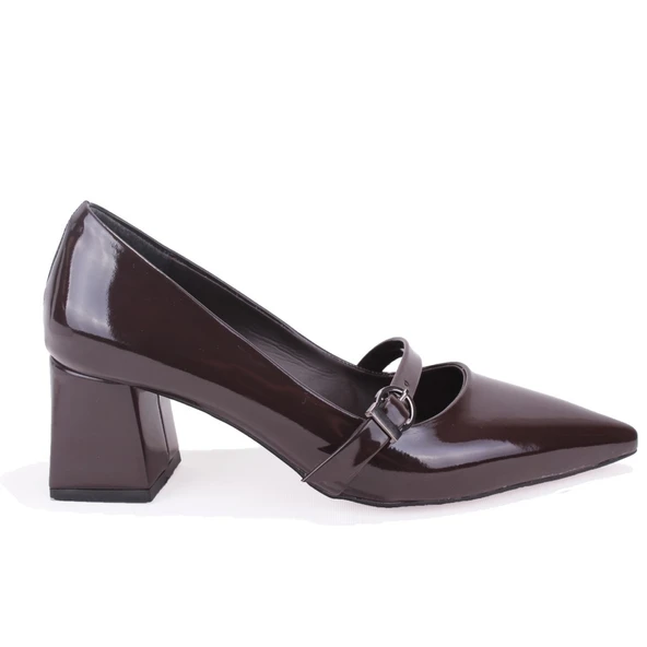 Dagoster DZA07-129604 Kahve Rugan Klasik Topuklu Kadın Ayakkabı - Resim 2
