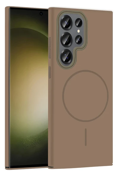 Samsung Galaxy S23 Ultra Broş Magsafe Kapak - Çöl Titanyum - Resim 4